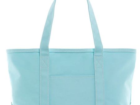 Lake Blue Coated Canvas Medium Tote For Sale