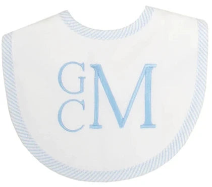 Blue Seersucker Stripe Bib on Sale