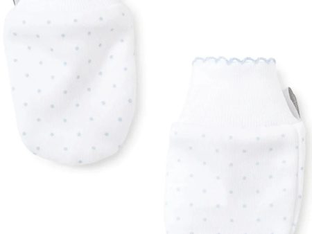 White Blue Kissy Dots Print Mitts Fashion