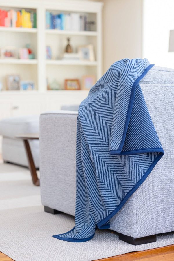 Harborview Herringbone Navy Blanket Cheap