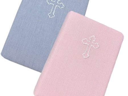 Micro Stripe Cotton Childrens Bible with Cross Online Sale