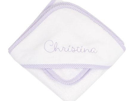 Seersucker Stripe Hooded Towel Set - Lilac Discount