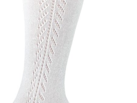 Pointelle Bow Knee High (1650) - White Discount