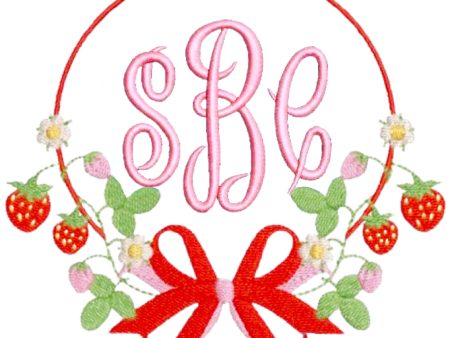 Strawberry Circle Monogram Fashion