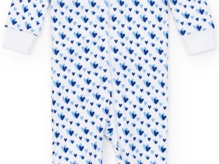 Parker Zipper Pajama - Heart to Heart Blue Fashion