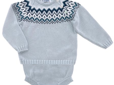 Fair Isle Herringbone Diaper Set - Blue Supply