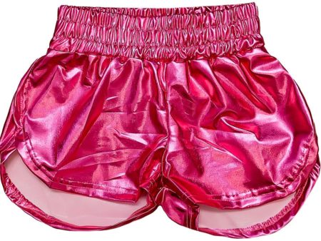 Hot Pink Metallic Shorts For Cheap