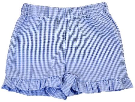 *PRE-ORDER* Girls Ruffle Seersucker Shorts - Blue Online now