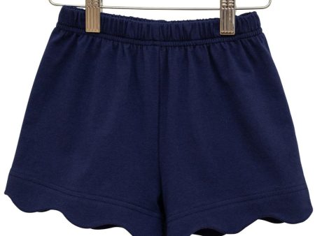 Scalloped Shorts- Navy For Cheap