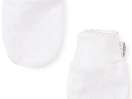 White Pink Kissy Dots Print Mitts Sale