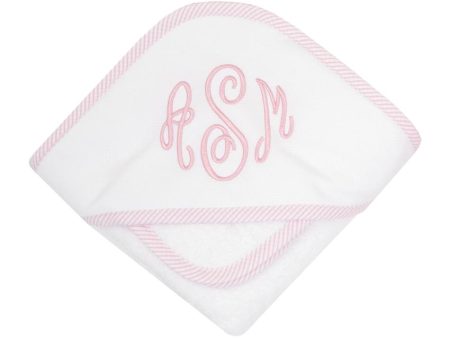 Seersucker Stripe Hooded Towel Set - Pink Online Sale