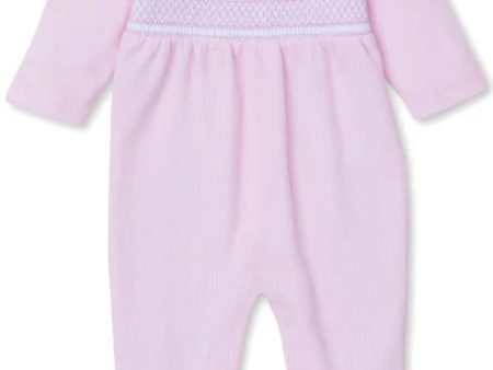 Pink Hand Smocked Collar Footie Online Sale