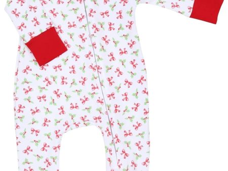 Holly & Bows Christmas Footie Hot on Sale