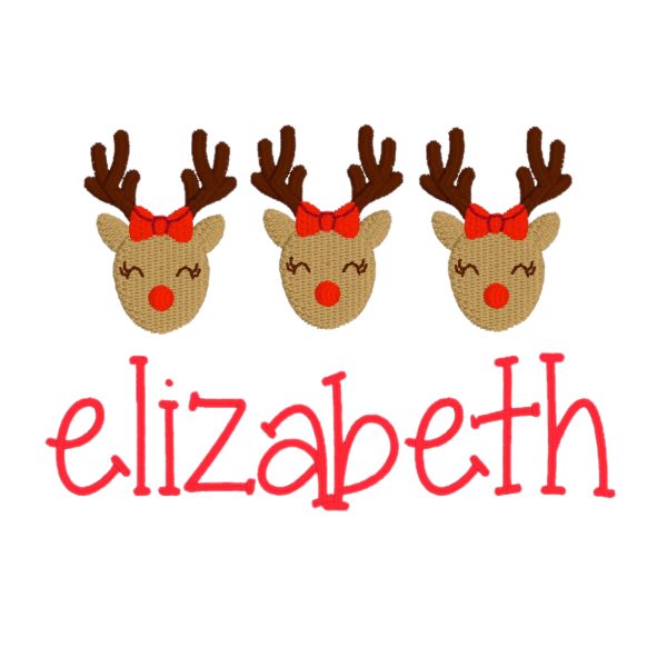 Fill Stitch Reindeer Monogram - Girl Fashion