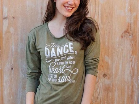 Covet Dance - Heart and Soul Long Sleeve Tee - Adult (HAS-LST) - Olive Green Cheap