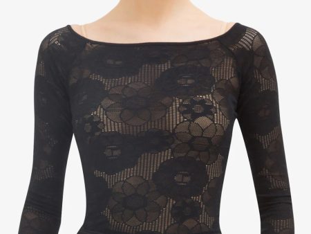 Repetto - Long Sleeves Top in Rosette Lace - Adult (D0686) - Black Discount