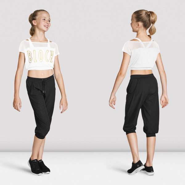 Bloch - Logo Crop Tee - Child (FT5219C) - White (GSO) For Discount