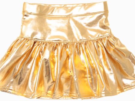 Slick Metallic Gathered Skort - Gold Online now