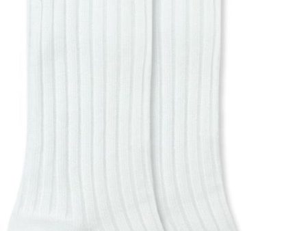 Rib Pom Pom Knee High- White (1640) For Discount