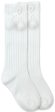 Rib Pom Pom Knee High- White (1640) For Discount