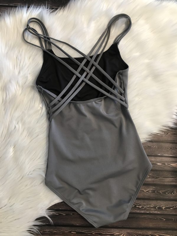 Capezio - Mesh Insert Strappy Cami Leo - Adult (11287W) - Grey Online now