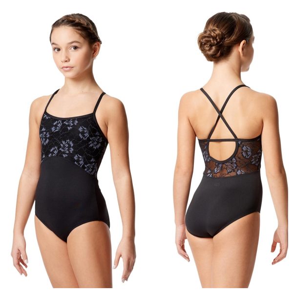 *Lulli Dancewear - Gracia Colored Lace Camisole Leotard - Child (LUF587C) - Black on Sale