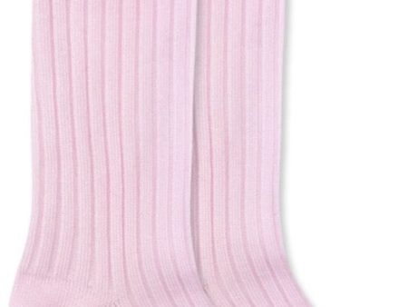 Rib Pom Pom Knee High- Pink (1640) on Sale