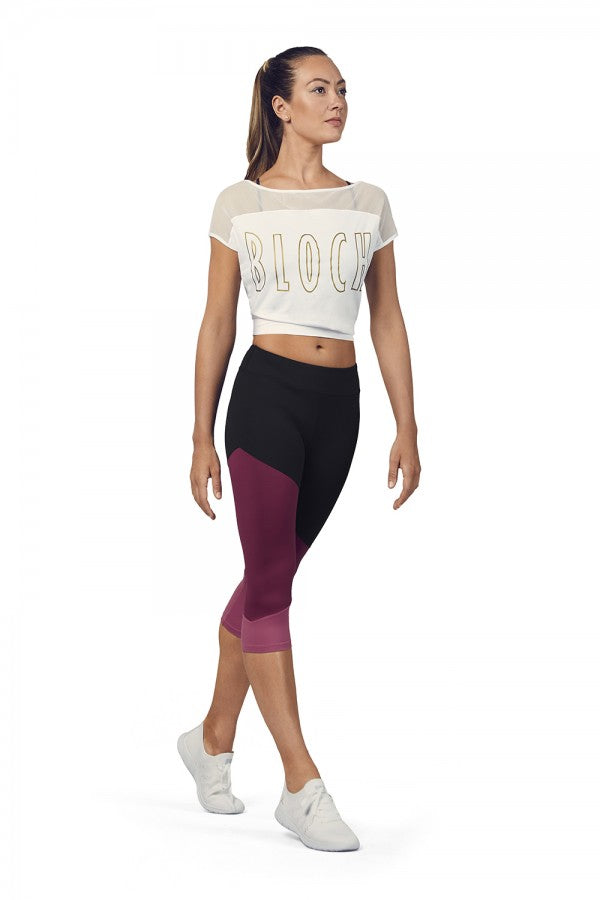 Bloch - Ladies Crop Mesh Tee - Adult (FT5206) - White - (GSO) Supply