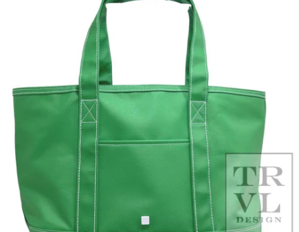 Kelly Green Coated Canvas Medium Tote Hot on Sale