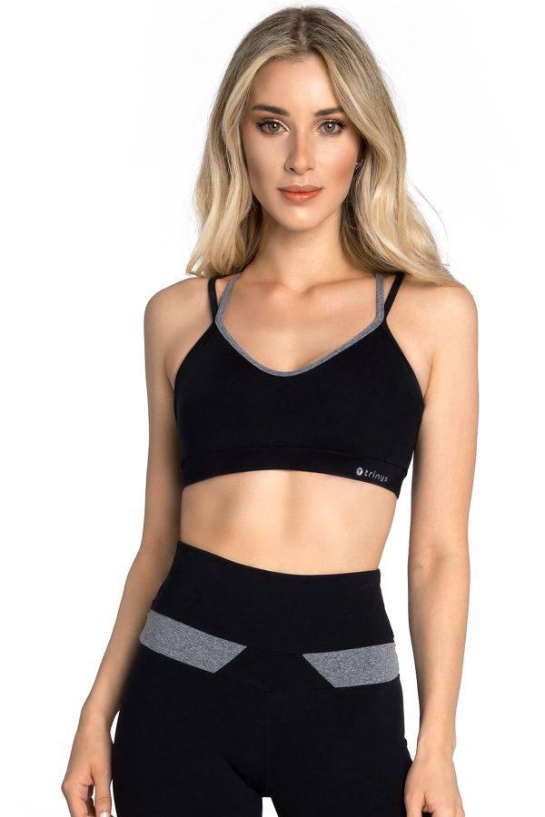 So Danca - Trinys Strappy Bra Top with Removable Padding - Adult (F-14217SP) - Black Gray - FINAL SALE Sale