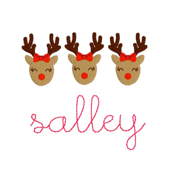 Fill Stitch Reindeer Monogram - Girl Fashion