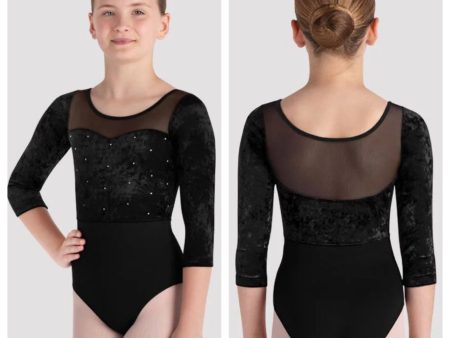 *Bloch - Layla 3 4 Sleeve Leotard - Child (CL5246) - Black Online Hot Sale