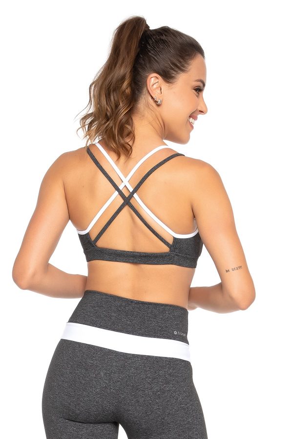 So Danca - Trinys Strappy Bra Top with Removable Padding - Adult (F-14217SP) - Black Gray - FINAL SALE Sale