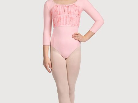 *Bloch - Sophie 3 4 Sleeve Floral Leotard - Child (CL5226) - Candy Pink For Sale