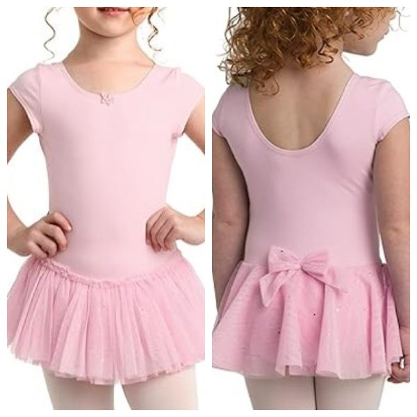 *Danz N Motion - Short Sleeve Leotard W  Back Bow Accent - Child (2463C) - Pink Discount