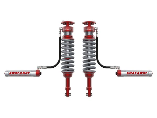 aFe 17-19 Ford F-150 Raptor Sway-A-Way 3.0 Front Coilover Kit w  Remote Reservoirs and Comp Adj on Sale